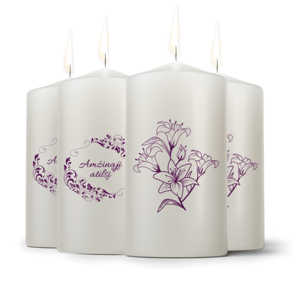 4 storų kolekcinių žvakių rinkinys „Amžinąjį atilsį“